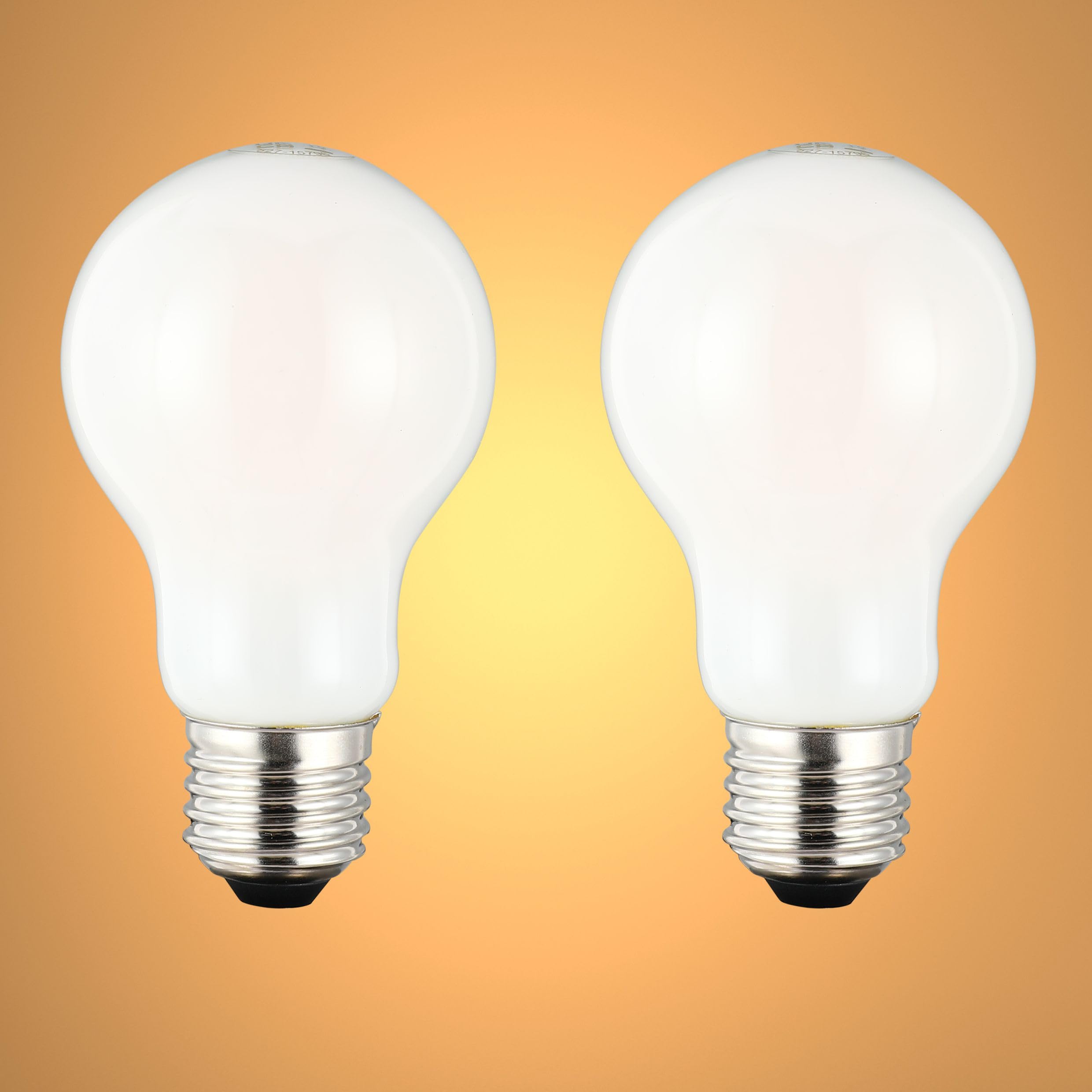 TEKLED® A60 GLS DIMMABLE Filament LED Bulbs | E27 Edison Screw | A19 Energy Saving 6.5W Light Milky White Glass Bulb 55W Incandescent Bulb Equivalent | 2700K 825LM | 2-Pack | Warm White