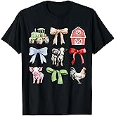 Cute Farm Animals Cow Pig Chicken Coquette Farmer Country T-Shirt