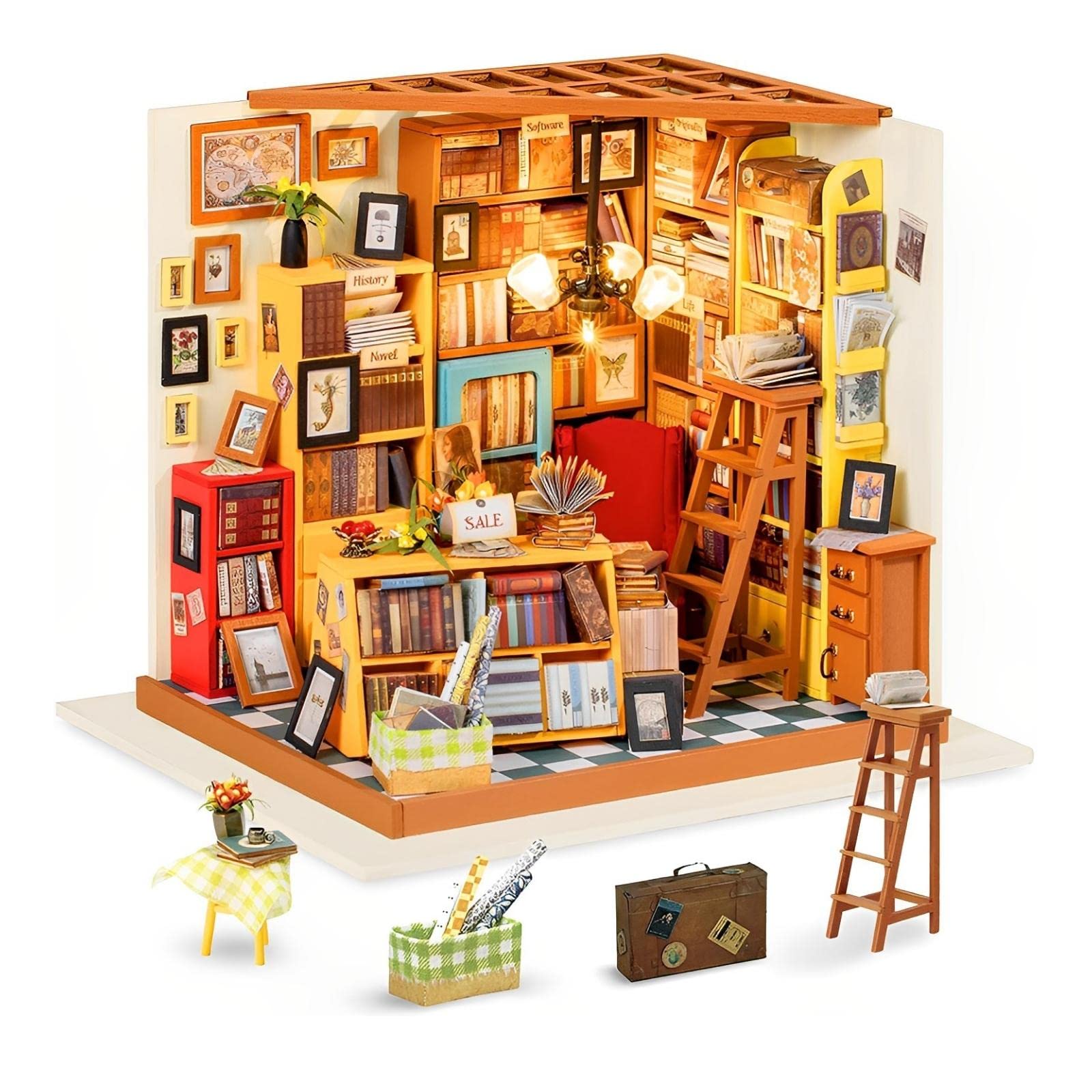Rolife DIY Dollhouse Wooden Craft Kits Women Toy Adults Teens Handmade Model Assemble Work - Book Store
