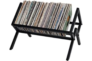 lesolar Vinyl Record Storage Holder Matte Black Metal, Magazine Holder, CD Holder,Metal Record Stand Holds 80-100 Vinyl Records Albums Vinyl Record Rack Black, Handmade Lp Albums Storage Rack