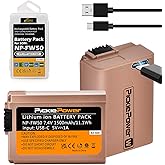 Pickle Power 2 Pack NP-FW50 Battery with Type-C Fast Charging for Sony A7S II, A7R II, ZV-E10, A7, A7S, A7R, A6500, A6400, A6300, A6000, A5100, A5000, RX10, NEX-3, NEX-5