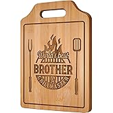 AceThrills Gifts for Brother Gifts Adult, Brother Christmas Birthday Gift from Sister for Fathers Day Gift - Engraved Cutting Board 12.3"L × 8.7"W × 0.4"Th