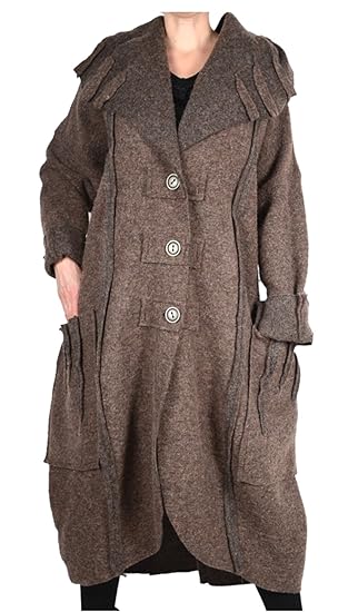 Damen Wolle Lagenlook Ballon Wintermantel Mantel Swinger lang XXL 3XL 4XL 5XL 6XL Beige Braun Übergang Winter