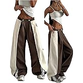 GORGLITTER Women's Baggy Low Rise Dress Pant Trousers Wide Leg Pleated Barrel Oversized Business Casual Parachute Pants