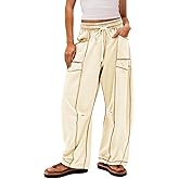 Arssm Womens Baggy Wide Leg Pants Drawstring Barrel Pants Summer Casual Beach Lounge Trousers