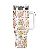 SZWNHS Capybara Gifts for Women, Stainless Steel Insulated Tumbler Travel Mug Cup with Lid and Straw, Capybara Stuff for Girls