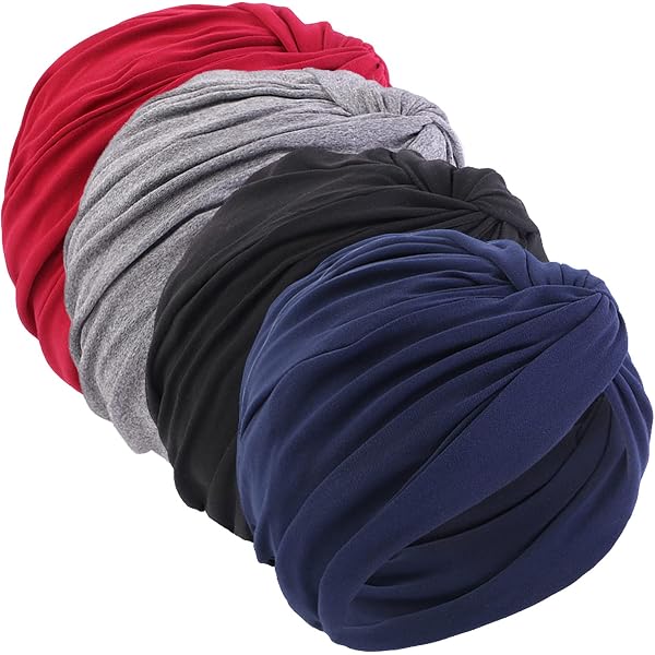 Lucky Staryuan Women's Chemo Headscarf Soft Pre-Tied Cancer Headwear Scarves Caps Turban 4pack Style 1