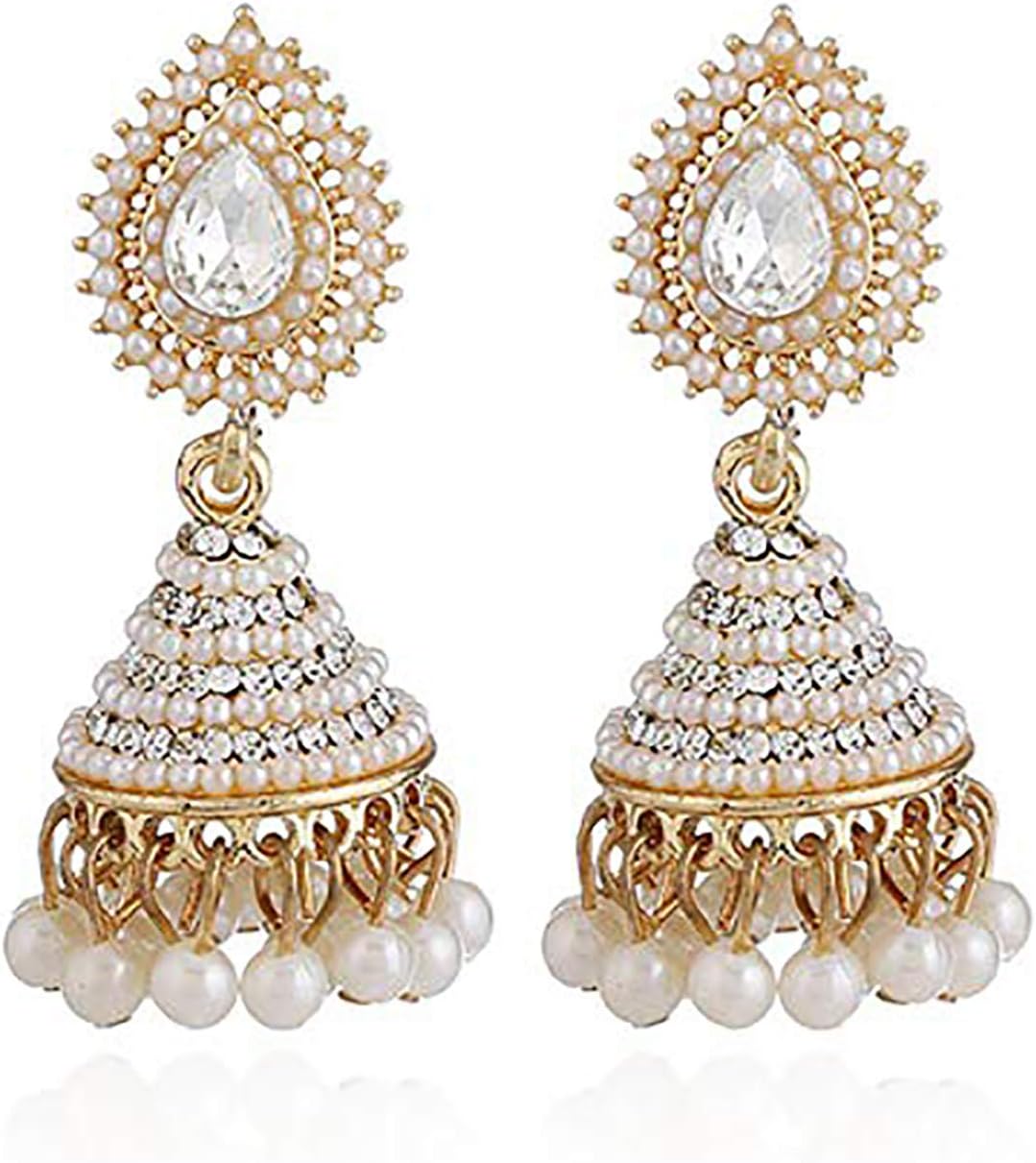 Luxury Style Pearl Drop Dangle Earrings,Wired with Mini Pearls and Rhinestone,for Wedding,Vintage Ball,Classic Outfits,Vintage Party