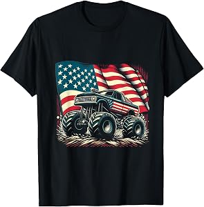 Patriotic USA Monster Truck Adult T-Shirt