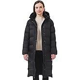 ANYIELIEMO Women's Long Goose Down Coat with Heat-Retaining Lining Thickened Winter Warm Hooded Puffer Jacket with Hem Slit