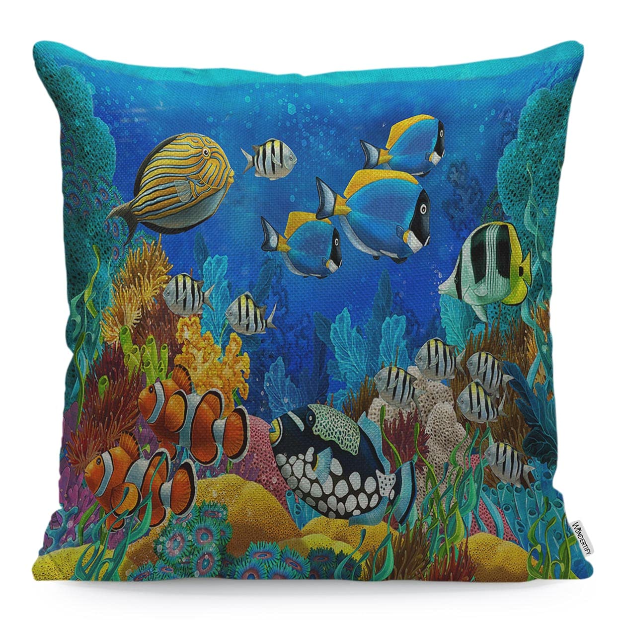 WONDERTIFY Ocean Fish Cushion Cover Fishes Sea world Throw Pillow Covers Cushion Case For Couch Home Decor Colorful 45X45 Cm