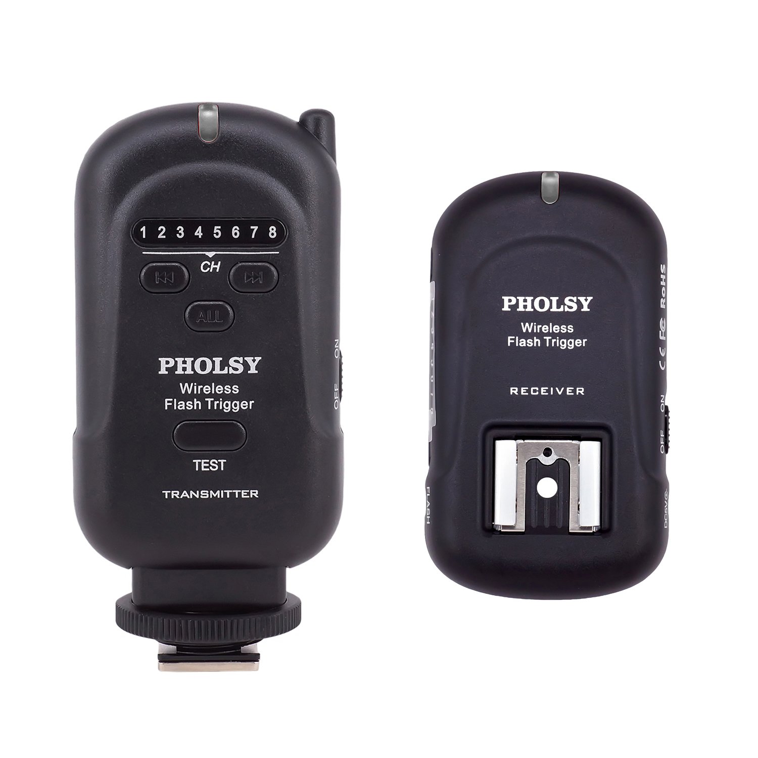 PHOLSY Wireless Camera Flash Trigger Transmitter and Receiver (Range of 650'/ 200m)