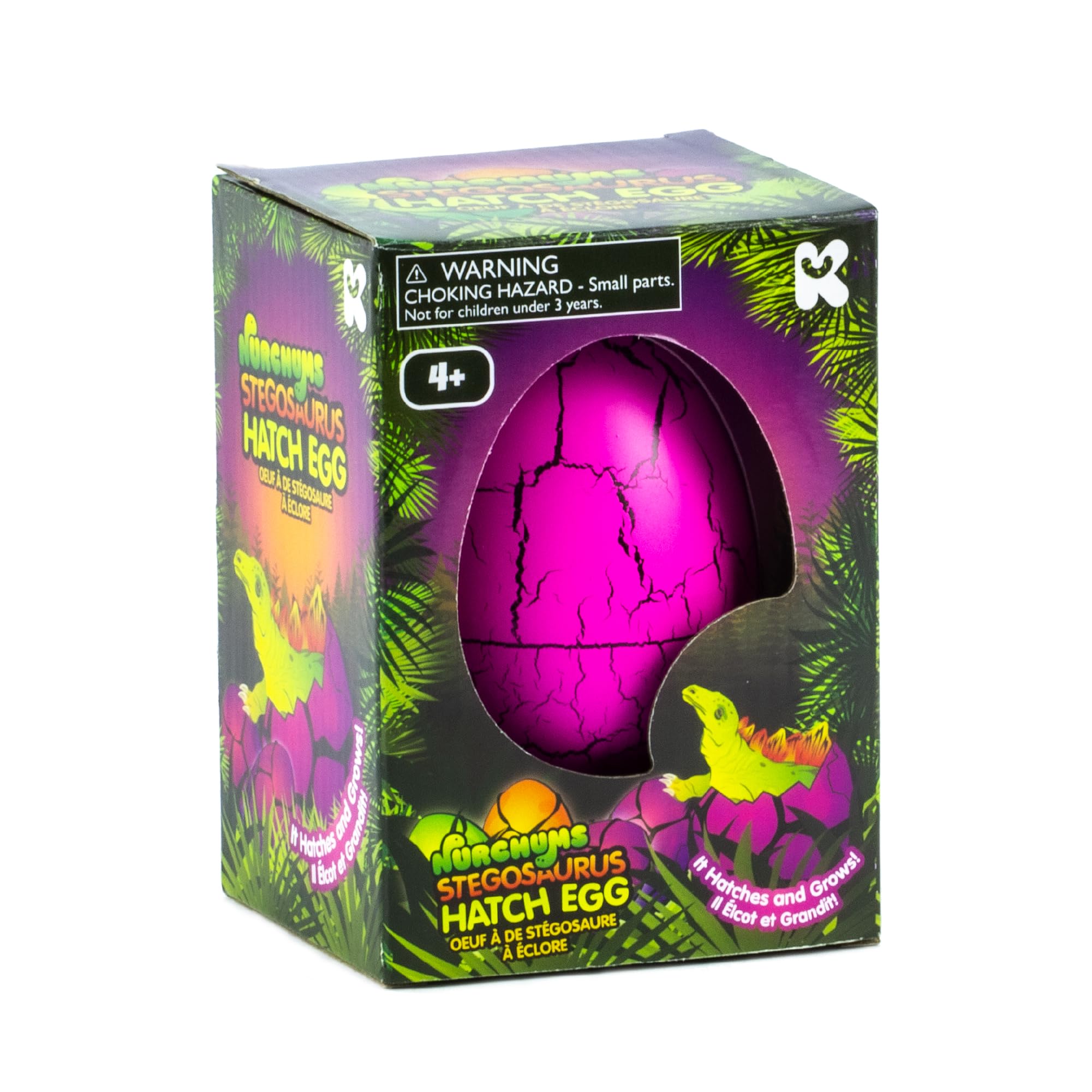 Nurchums Keycraft Large Stegosaurus Hatching Egg, Hatch and Grow Your Own Realistic Dinosaur (Large 11cm), Purple