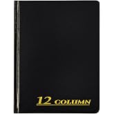 Adams Account Book, 7 x 9.25 Inches, Black, 12-Columns, 80 Pages (ARB8012M)
