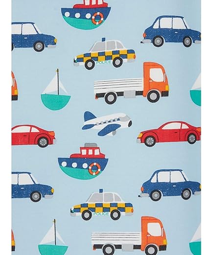 Asda Car Lorry Plane Boat Police Boys Blue Transport Lined Bedroom