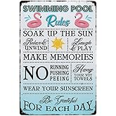 Swimming Pool Rules Sign Swimming Pool Funny Metal Signs Decor for Indoor Outdoor Use 12x8 Inch Durable Hanging Plaque Home Y