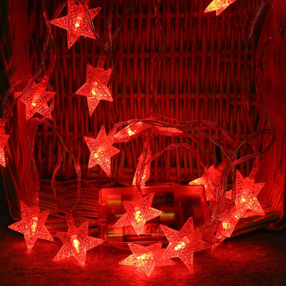 Jumberri Star Fairy String Lights 2M LED Crystal Lighting for Indoor Outdoor Garden Home Party Wedding Festival Decorations (Red)