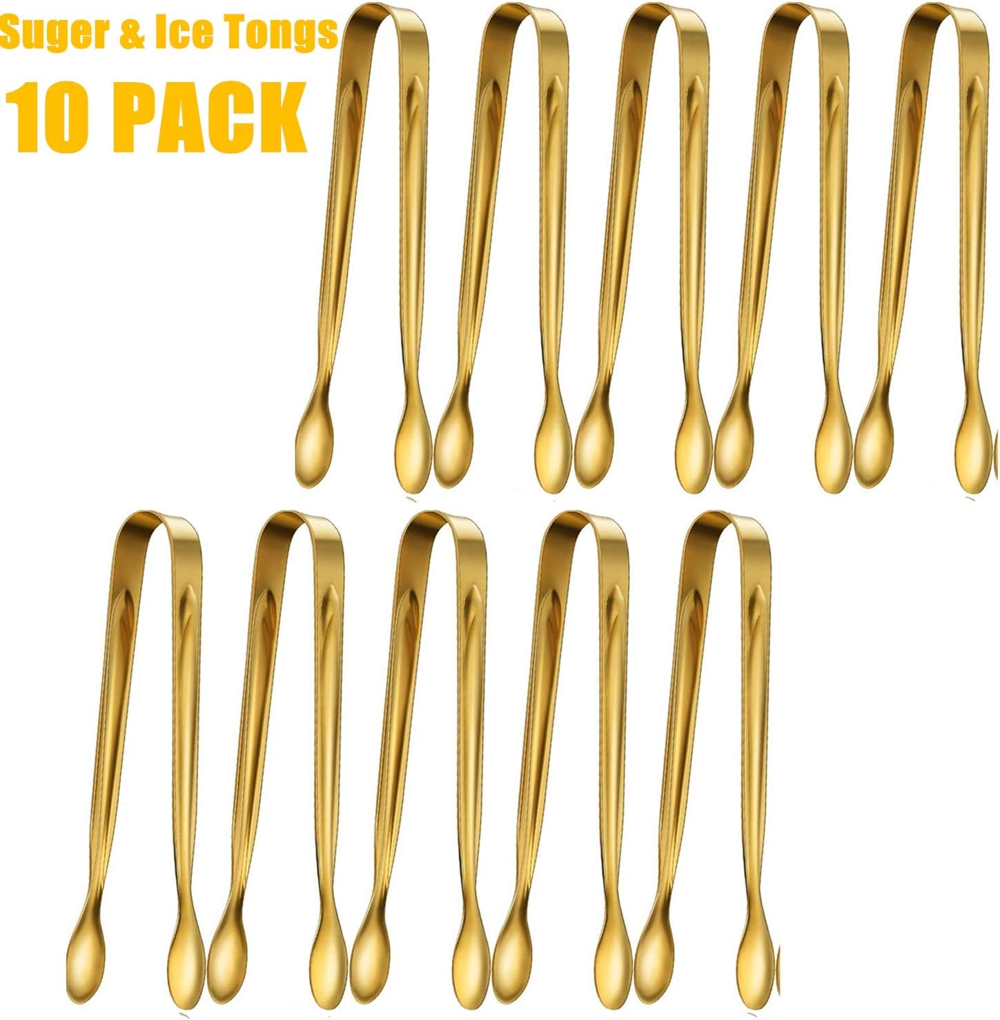 Sugar Ice Tongs, Set of 10 Stainless Steel Mini Food Tongs Kitchen Tool Sets