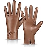 MAGILINK Genuine Sheepskin Leather Gloves For Women, Winter Warm Touchscreen Gloves Thinsulate Lined Driving Motorcycle Glove