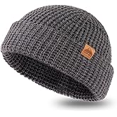 PolarWool™ L/XL/XXL Merino Wool Waffle Fisherman Beanie Watch Cap Dual-Layer 2 Styles Warm Winter Knit Hat for Men Women