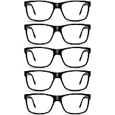 AIMISUV 5 Pack Reading Glasses for Men - Rectangular Blue Light Blocking Readers for Men with Spring Hinge