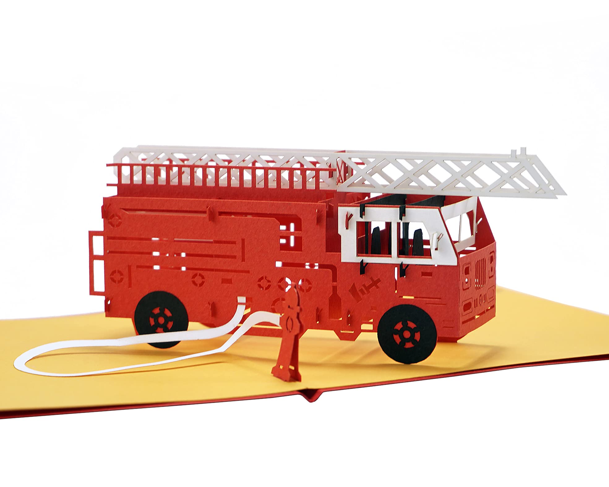 CUTPOPUP Firetruck Birthday Pop Up Card, 3D Popup Greeting Cards, 3D Birthday Card With Blank Note, Handmade 3D Popup Birthday Card Men Brother Husband Him Son UK