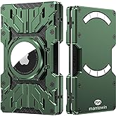 mantowin Minimalist Mens Wallet RFID Blocking - Slim Metal Wallet With Airtag Holder - Compact Credit Card Holder Mini Size, Metal, Carbon Fiber (Army Green)