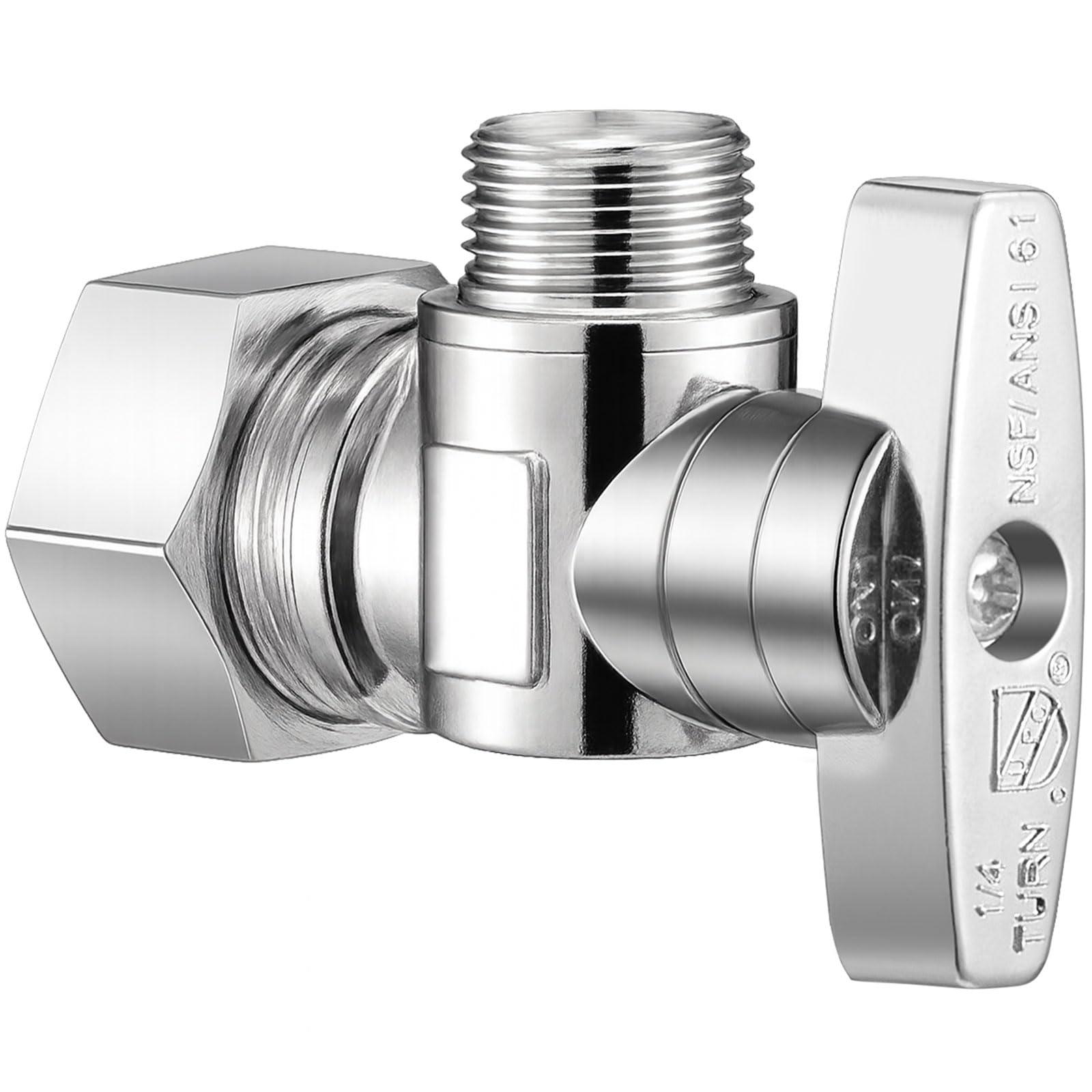 Photo 1 of 1 Pack Angle Stop Valve,1/4 Turn Water Shut Off Valves,1/2" Nominal (5/8" OD) Compression Inlet x 3/8" OD Compression Outlet Shut-off Valve for Sink, Bathroom, Toilet, Kitchen, Laundry Plumbing
