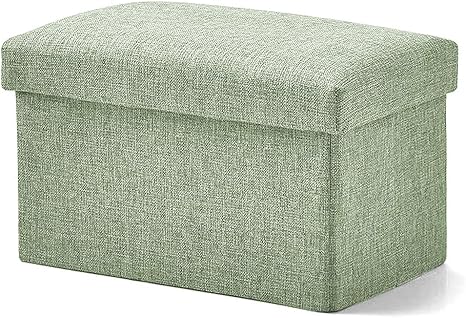Amazon Co Jp Vle 収納スツール 収納ボックス オットマン 折りたたみ式 座椅子 ストレージチェア 足置き 踏み台 大容量収納 耐荷重100kg 綿麻製 衣類収納 小物収納 リビング 玄関 寝室適用 40 25 25cm グリーン 並行輸入品 ホーム キッチン