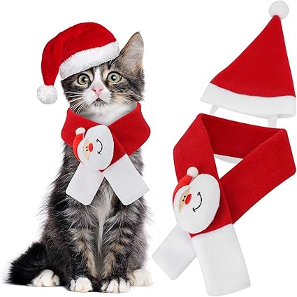 Immagini Di Natale Animali.Qkurt Costume Di Natale Per Animali Domestici Cappello Da Babbo Natale Sciarpa Per Gatti Cani Cosplay Animali Domestici Natale Giorno Del Ringraziamento Capodanno Feste In Maschera Amazon It Prodotti Per Animali Domestici