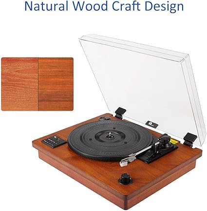 1byone classic wooden turntable
