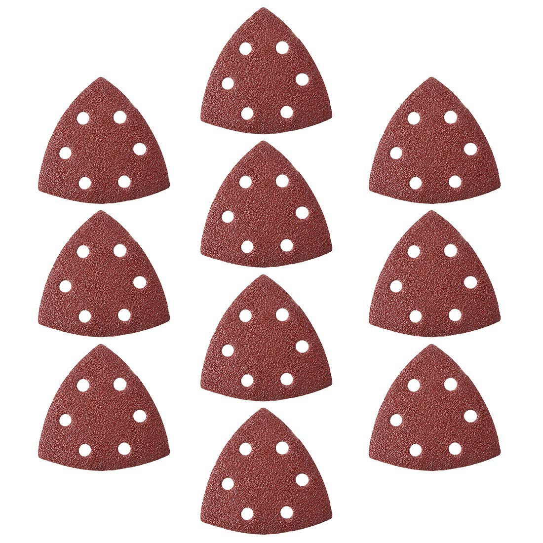 sourcing map Detail Sander Sandpaper, Triangular Sanding Paper, Hook and Loop Sanding Pads, Triangle Oscillating Multi Tool, 40 Grits 6 Holes, 10pcs