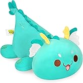 Onsoyours Chubby Dragon Stuffed Animal Adorable Plushies Soft Huggable Plush Pillow Kawaii Cute Dragon Plushie Toy for Kids (Cyan Dragon, 10")
