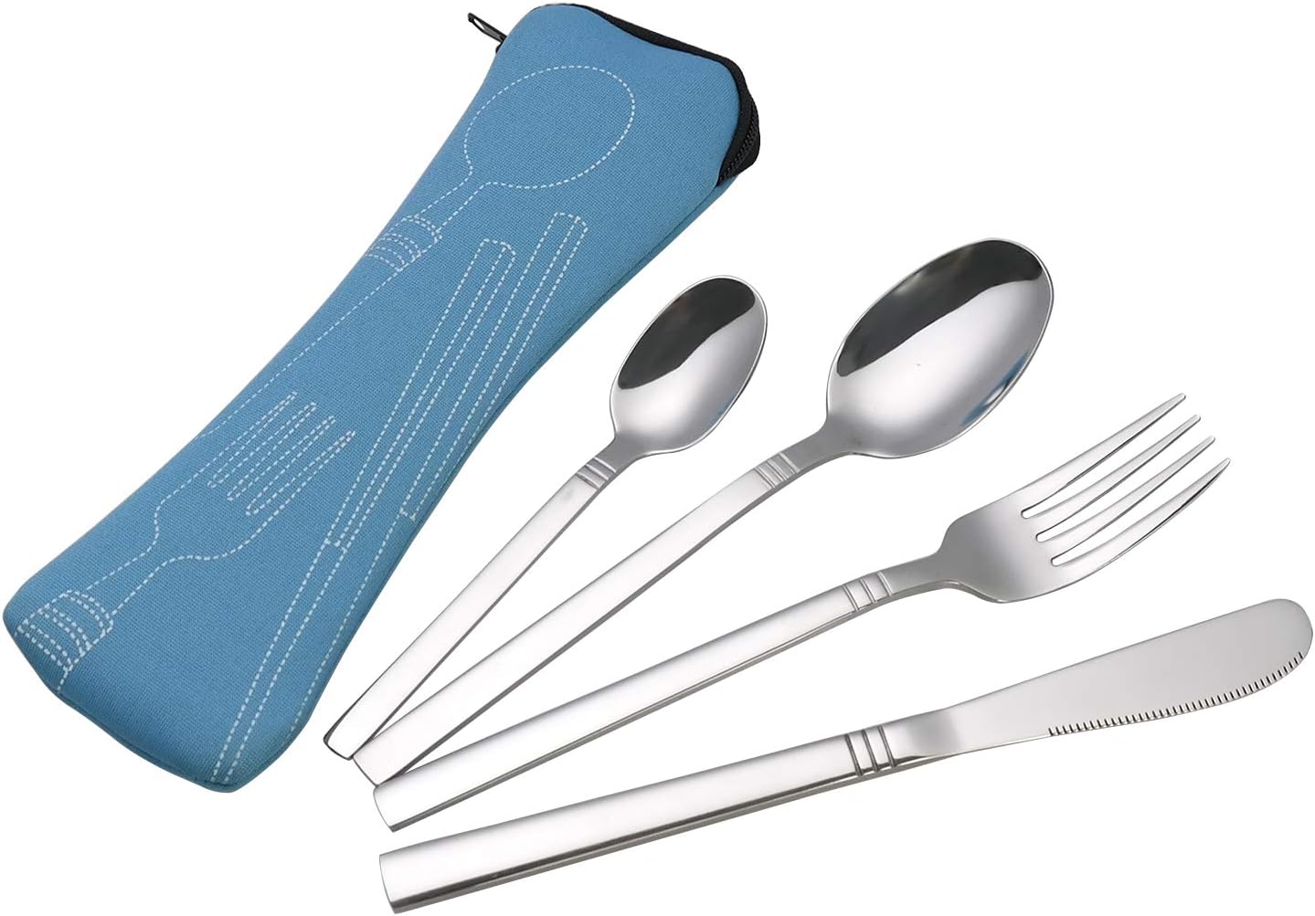 Kiddream 4 Pieces Camping Cutlery Set for 1, Stainless Steel Travel