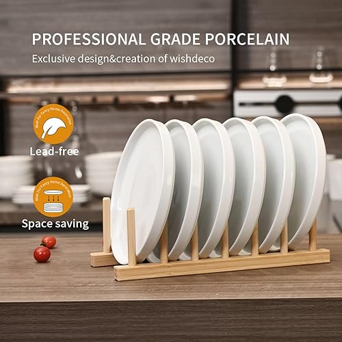 WishDeco Ceramic Appetizer Plates Set of 6, Small Dessert Plates inch,  White Round Salad Plate, Porcelain Di