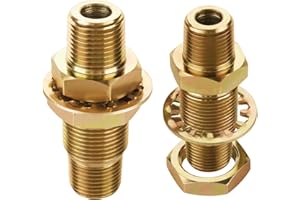 HASAOMOI 2PCS Zinc Plated Bulkhead Air Line Fitting with Steel Nut - 1/2" NPT and 1/4" NPT, Connects Air, Fuel, Water, Grease, Fuel, LP and Natural Gas Pipes