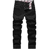 MZNBURAM Men's Non-Stretch Regular Fit Straight-Leg Denim Pants Jeans