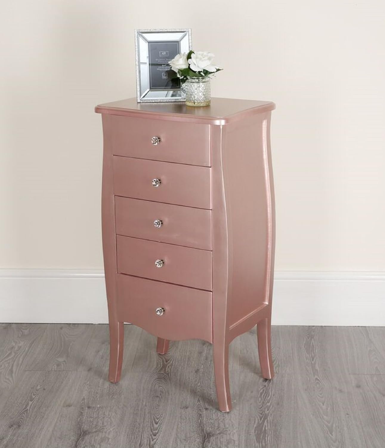 Abreo Rose Gold Bed Side Table Metallic Shabby Chic Console