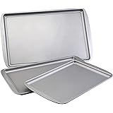 Farberware Bakeware Nonstick Cookie Baking Sheets, 3-Piece Set, Gray
