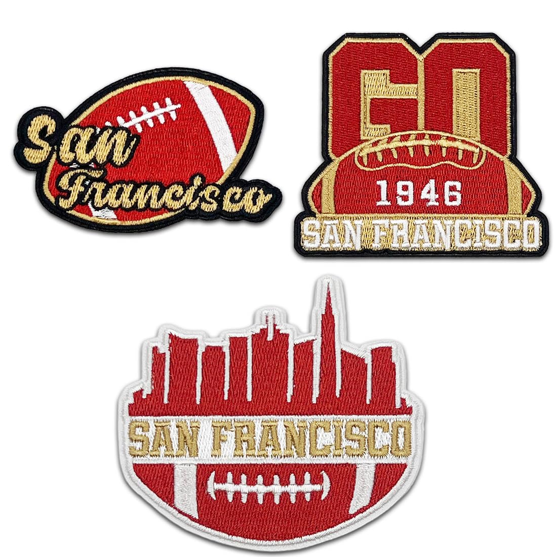 Photo 1 of 3Pcs Applique Art Crafts for Football Fan DIY Clothing Accessories,Sports Styles Embroidered Patch,DIY Sewing Applique Trim and Embellishments Applique Iron On Patches for San Francisco(ABC)