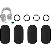 SOULWIT Protective Microphone Foam Cover Pop Filter for Bose Aviation X A10/A20/A30 Headphones, Mic Cover WindScreen with High-Density Foam - Black