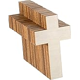 meekoo 36 Pieces Blank Wood Cutouts Unfinished Cross Shaped Wooden Pieces for DIY Arts Craft Project, Decoration, Gift Tags