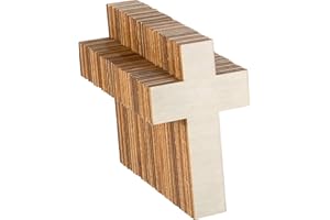 meekoo 36 Pieces Blank Wood Cutouts Unfinished Cross Shaped Wooden Pieces for DIY Arts Craft Project, Decoration, Gift Tags