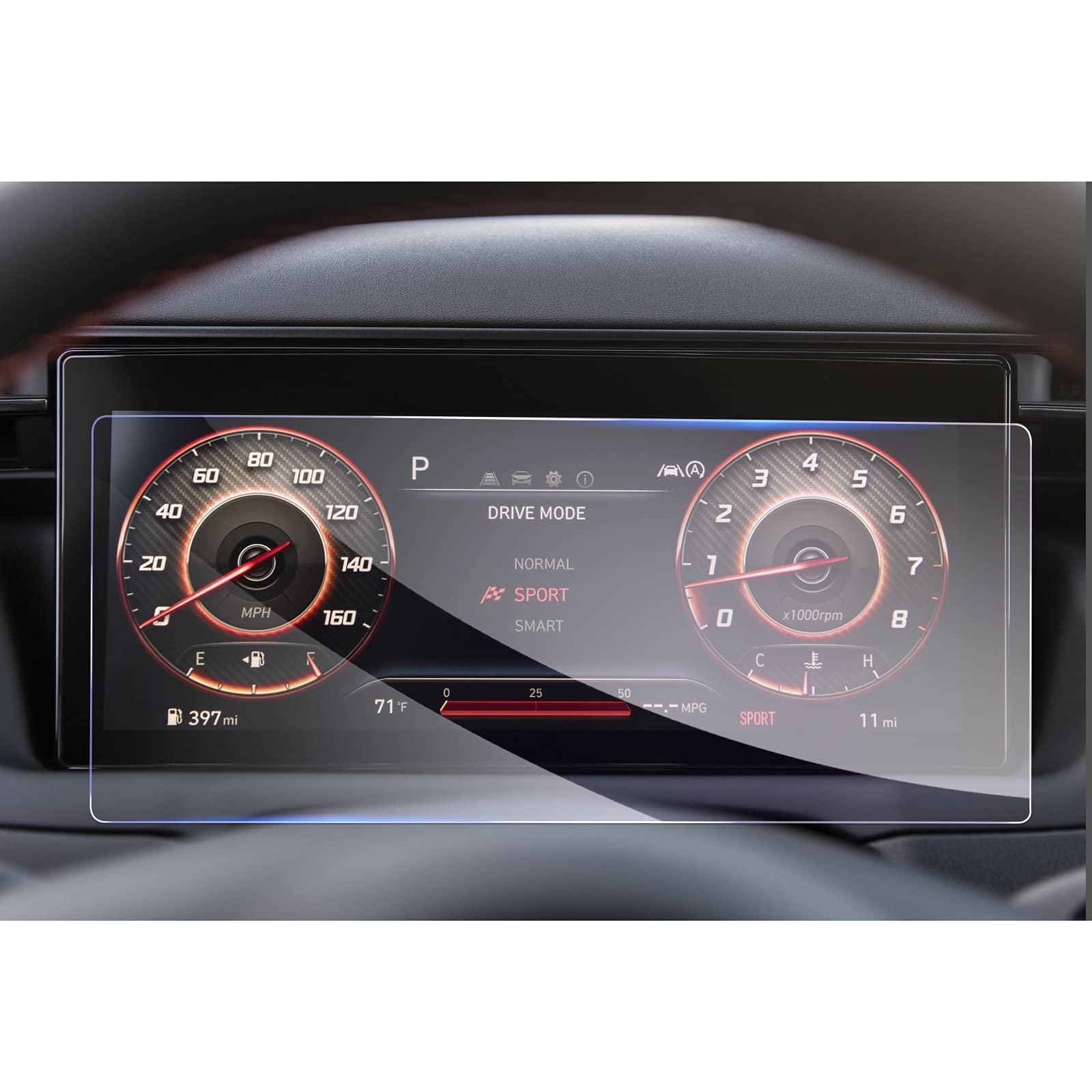 GAFAT Compatible with Hyundai Tucson NX4 2021 2022 10.25 Inch Dashboard Screen Protector Tempered Glass Screen Protector 10.25" Dashboard Film 9H Anti-Scratch — image 1