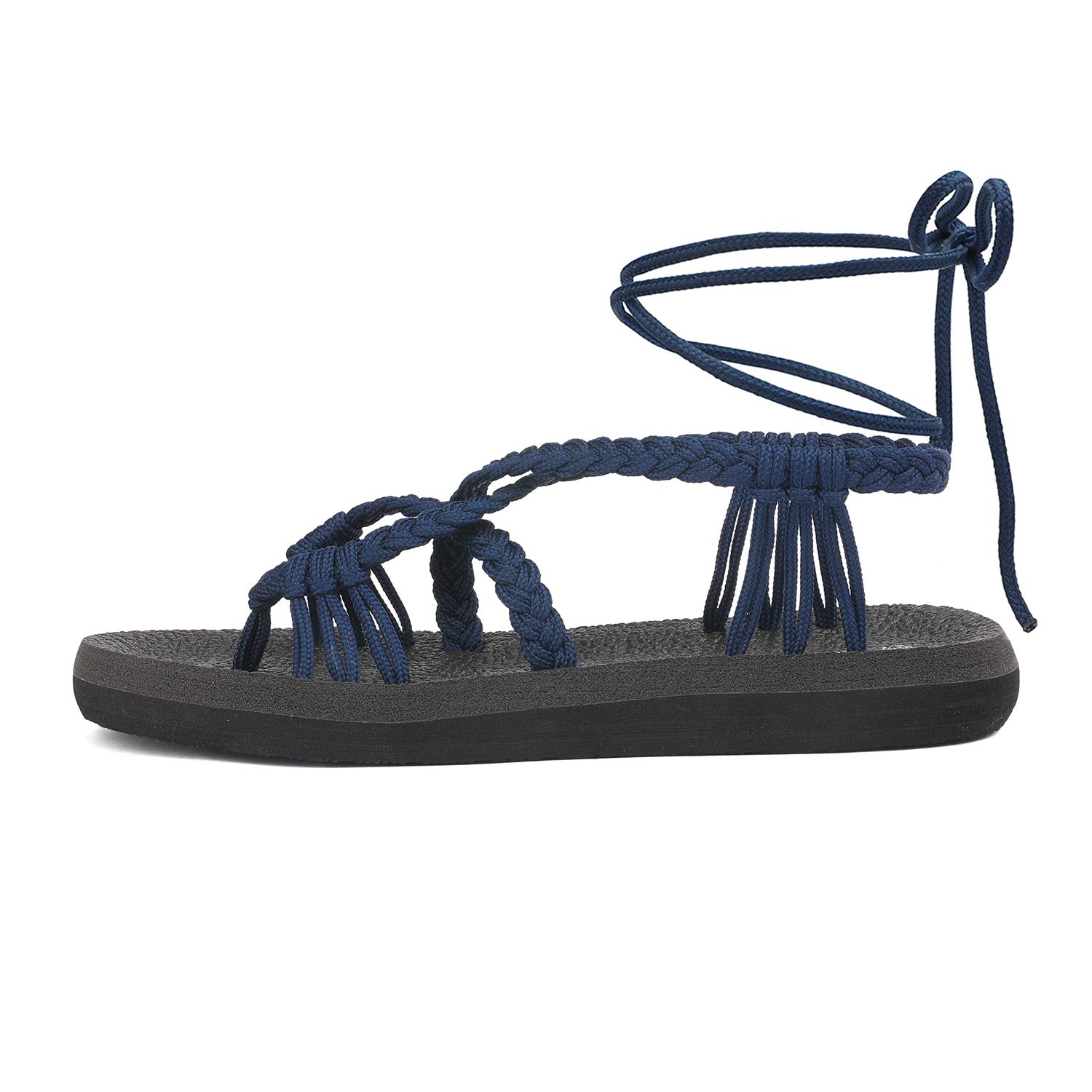 DREAM PAIRS Women's Flat Sandals Summer Braided Strap Yoga Comfortable Beach Sandals - Image 3