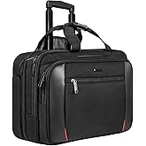 EMPSIGN Rolling Briefcase Laptop Bag,17.3" Computer bag with wheels, Water Repellent Travel Roller Underseat Bag with RFID Blocking Pocket,Rolling Work Bags for women/men -Black