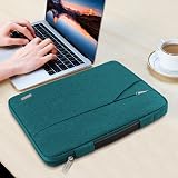 TECOOL 15.6 Inch Laptop Sleeve Teal Protective Case with Handle and Pockets view 2