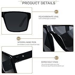 LYZOIT Square Sunglasses for Men Women Oversized