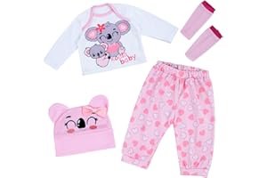 BABESIDE 4 PCS Reborn Baby Doll Clothes 20 Inch Koala Pattern Outfit Accessories Set for 17-22 Inch Baby Dolls Girls Clothing with Hat, Pink