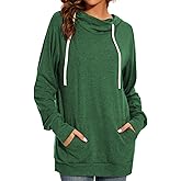KAKALOT Women's Mama Bear Print Cowl Neck Hooded Sweatshirt Drawstring Pullover Top
